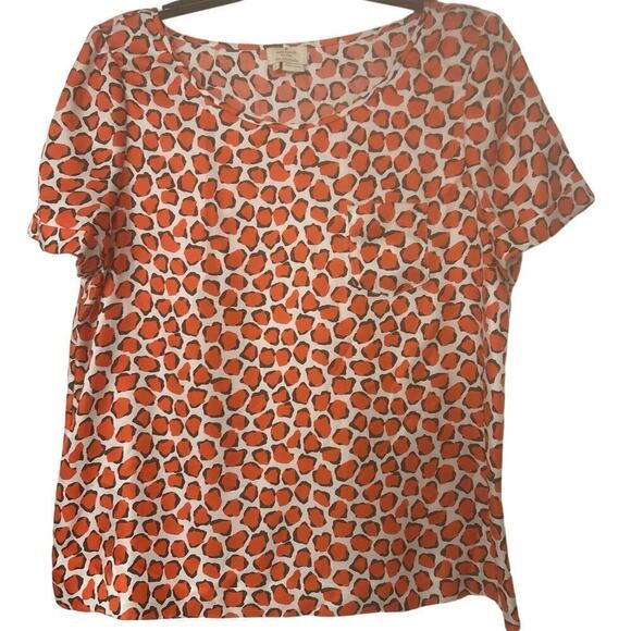 kate spade Tops - KATE SPADE New York Arielle Silk Patch Pocket Animal Print Top Red/Orange Large